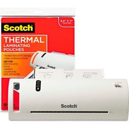 3M Scotch® Thermal Laminator Value Pack, 9" W, with 20 Letter Size Pouches TL902VP